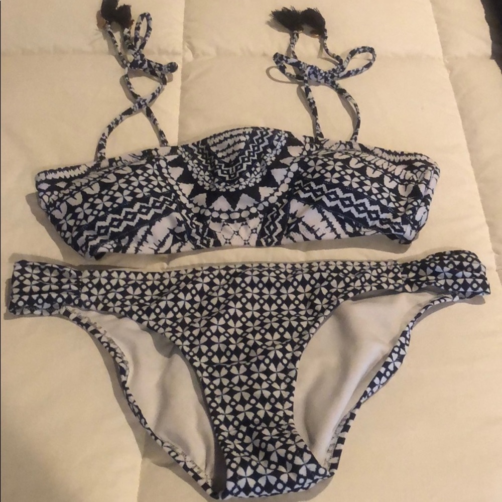 Navy and white swimsuit